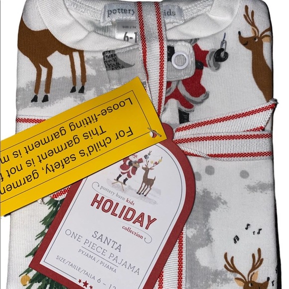 NWT Pottery Barn Kids Santa Nursery One-Piece Pajamas (size 6-12 months) - Picture 4 of 5